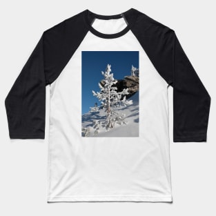 Snow covered Coniferous tree on a hill in winter season. Baseball T-Shirt